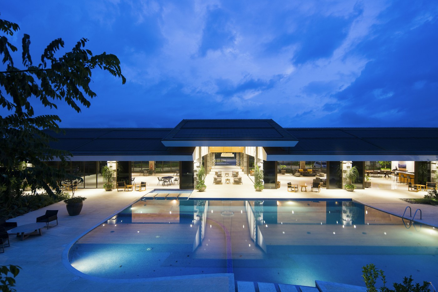 Courtyard plunge pool at a coastal boutique hotel